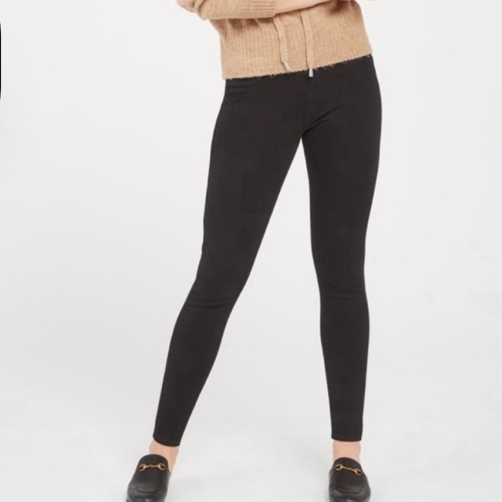 Spanx Jean-Ish Ankle Leggings Black Pull On Skinny Jeans